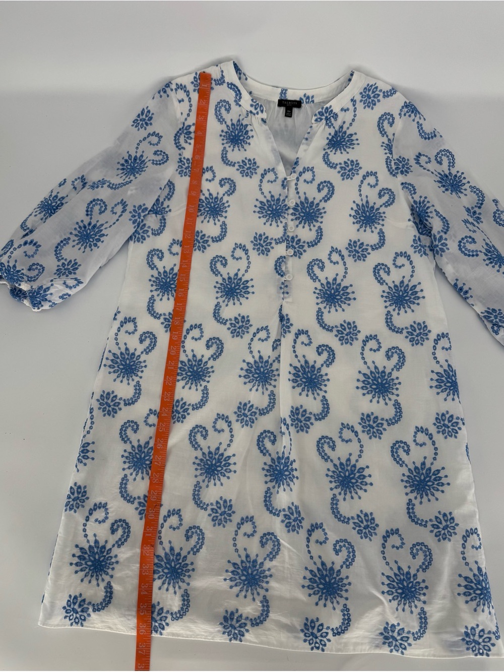 Talbots Women White Dress with Blue Floral Print Size 10P - Picture 9 of 13